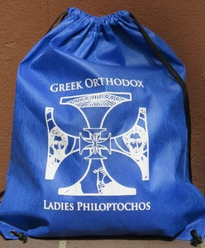 Blue Greek Orthodox Ladies Philoptochos drawstring bag